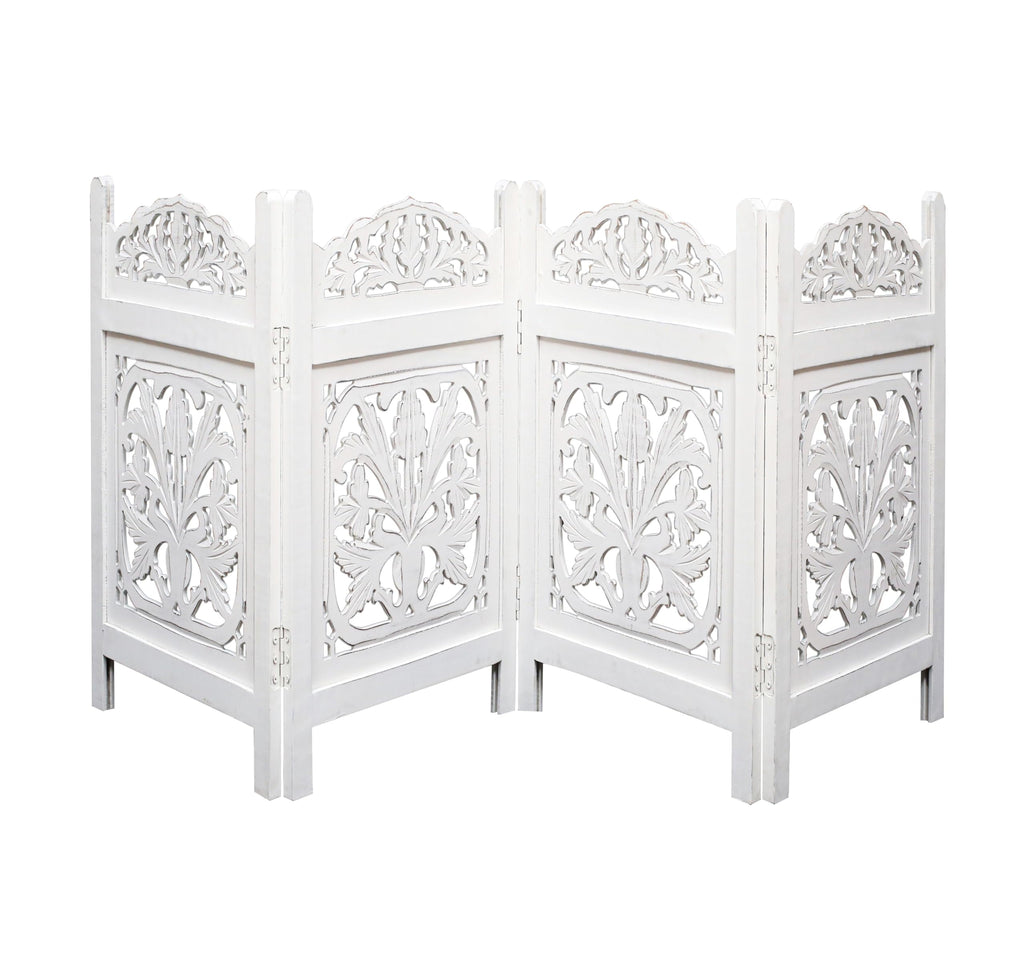 The Wooden Town Freestanding Dog Gate, Foldable 4-Panel Wooden Pet Gate for Doorways, Hallways & Stairs, White Finish, 72" W x 24" H