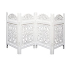 The Wooden Town Freestanding Dog Gate, Foldable 4-Panel Wooden Pet Gate for Doorways, Hallways & Stairs, White Finish, 72" W x 24" H