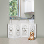 Wooden Town 4-Panel Foldable Dog Gate – 56" W x 28" H