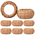 Natural Cane Napkin Rings Set of 8, Handwoven Table Decor, Bohemian Coastal Napkin Holders for Rustic Dining & Tropical Vibes - Sleek for Everyday Use (Brown) - ALPHA Living HOME