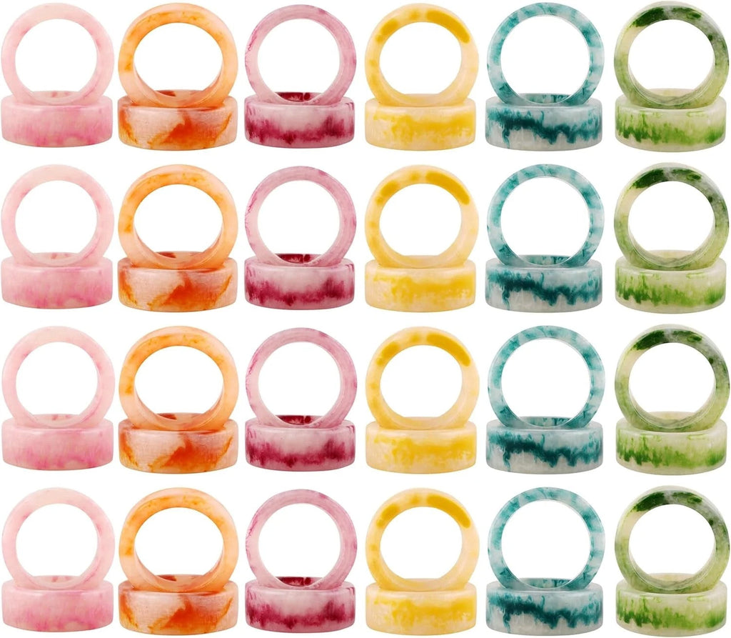 Unique Artisan Resin Napkin Rings Set of 48, Luxurious Modern Table Decor, High-End Designer Napkin Holders for Sophisticated Dining, Everyday Use & Outdoor Dining (Pastel) - ALPHA Living HOME