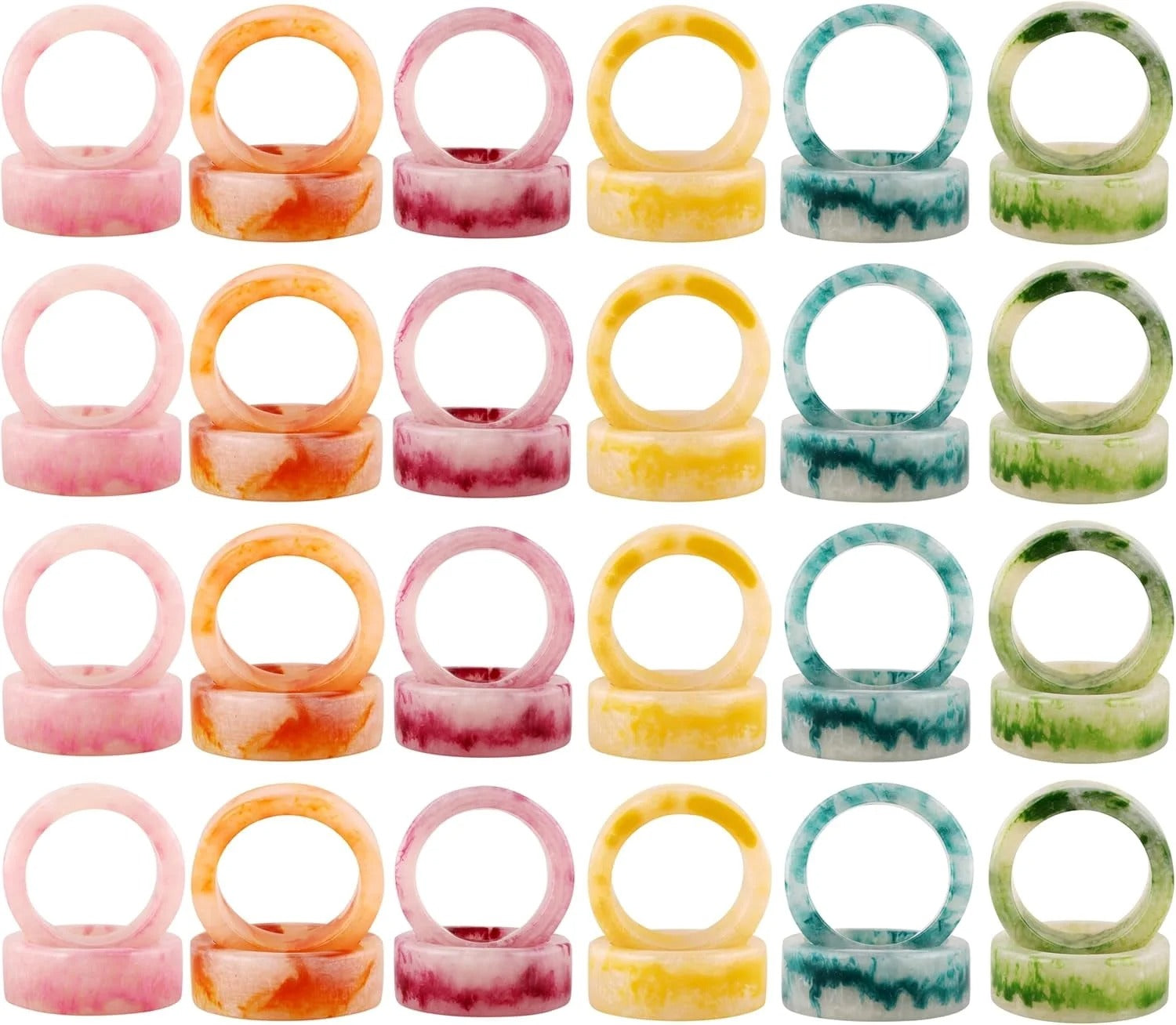 Unique Artisan Resin Napkin Rings Set of 48, Luxurious Modern Table Decor, High-End Designer Napkin Holders for Sophisticated Dining, Everyday Use & Outdoor Dining (Pastel) - ALPHA Living HOME