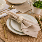 Artisan Handcrafted Cotton Napkin Rings Set of 50, Rustic Farmhouse Coastal Table Decor, Beach House Dining, Bohemian Linen Holder for Dinner Parties & Everyday Use (Off White) - ALPHA Living HOME