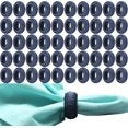 50 Pcs Woven Napkin Rings - Handcrafted Plastic & Rayon Decorative Napkin Holders for Table Settings, Dinner Parties, Weddings, Holiday Décor, Rustic Farmhouse Style (Navy Blue) - ALPHA Living HOME