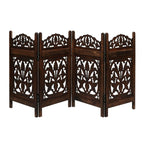 The Wooden Town Freestanding Dog Gate, Foldable 4-Panel Wooden Pet Gate for Doorways, Hallways & Stairs, Burnt Finish, 72" W x 24" H