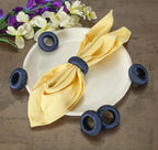 50 Pcs Woven Napkin Rings - Handcrafted Plastic & Rayon Decorative Napkin Holders for Table Settings, Dinner Parties, Weddings, Holiday Décor, Rustic Farmhouse Style (Navy Blue) - ALPHA Living HOME