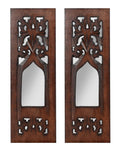 Jharokha Wooden Wall Panels with Mirror – Set of 2 (12”×4”)