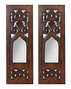 Jharokha Wooden Wall Panels with Mirror – Set of 2 (12”×4”)