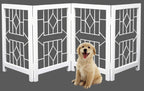 The Wooden Town Foldable Indoor Dog Gate, 4-Panel Freestanding Pet Gate with Arrow Pattern, White Finish, 72" W x 18" H