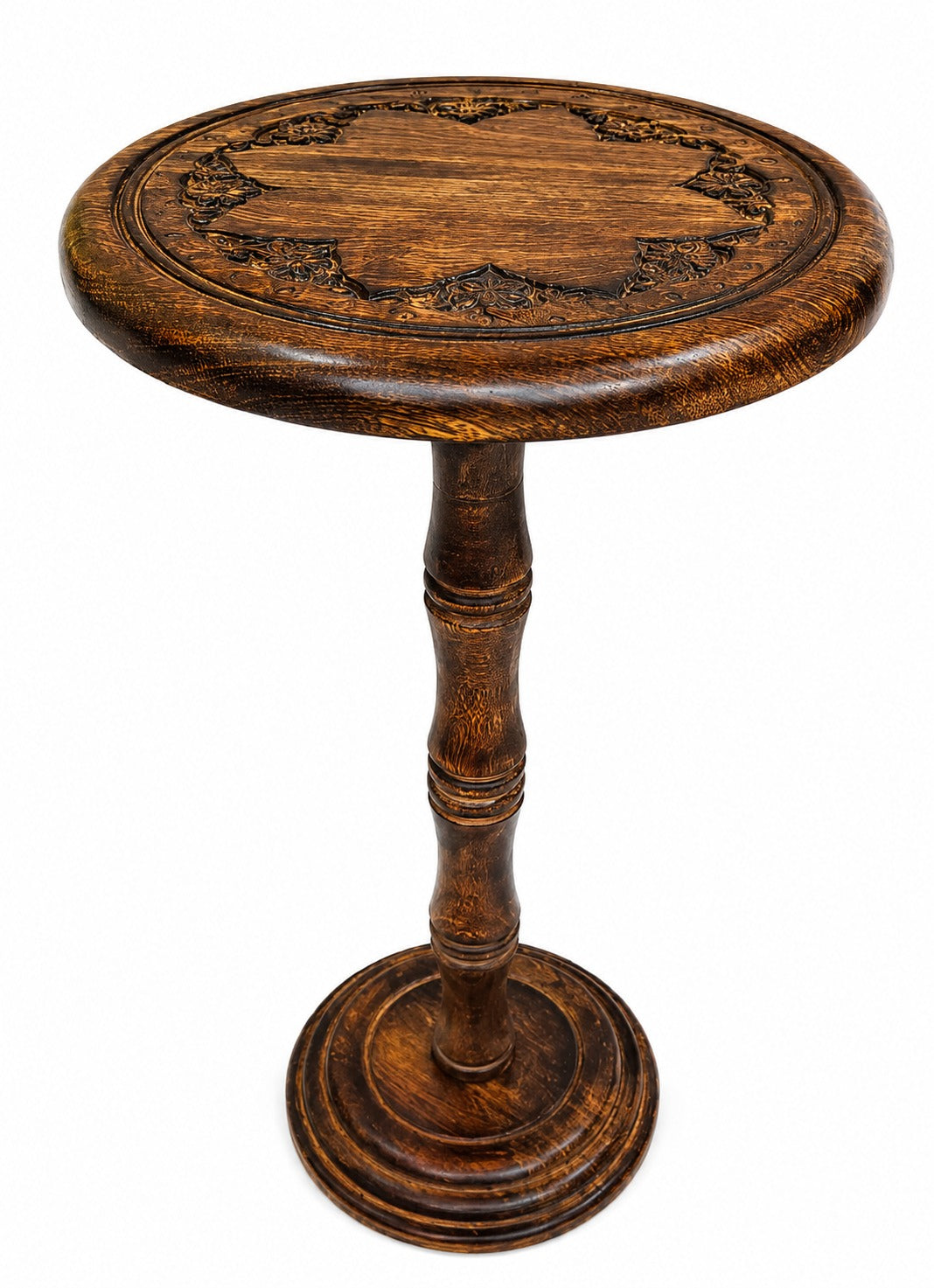 Alpha Living Dark Brown Wooden Round Accent Side Table