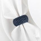 Artisan Cane Napkin Rings Set of 12, Earthy Woven Dinner Napkin Holders, Natural Bohemian Farmhouse Table Accessory for Dinner Parties & Everyday Use (Blue) - ALPHA Living HOME