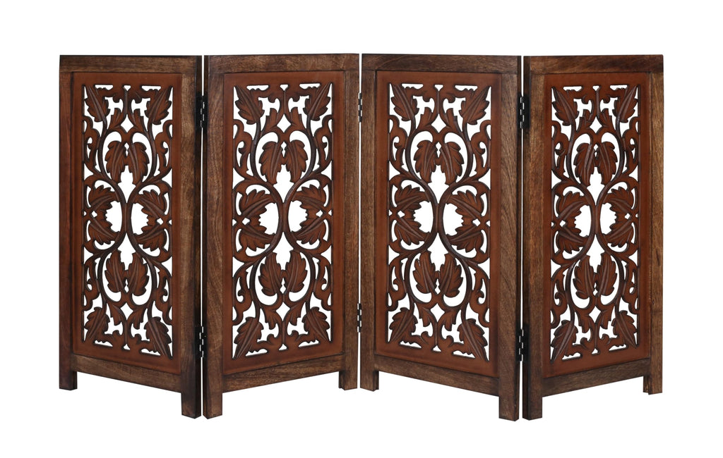 Wooden Town 4-Panel Foldable Dog Gate – 56" W x 28" H