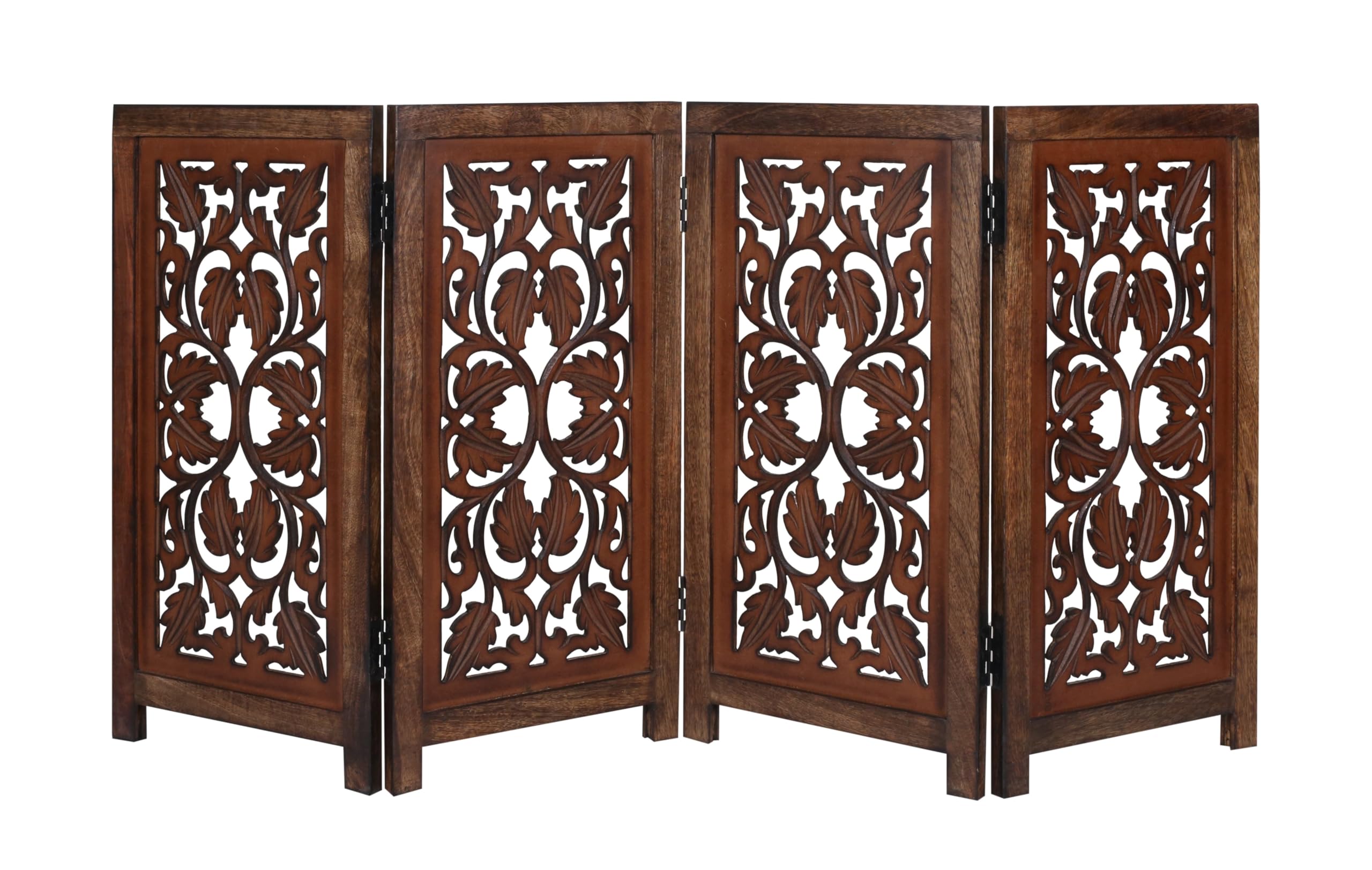 Wooden Town 4-Panel Foldable Dog Gate – 56" W x 28" H