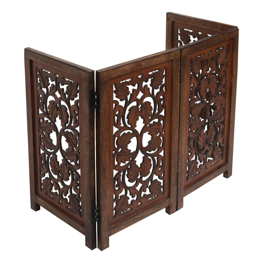 Wooden Town 4-Panel Foldable Dog Gate – 56" W x 28" H