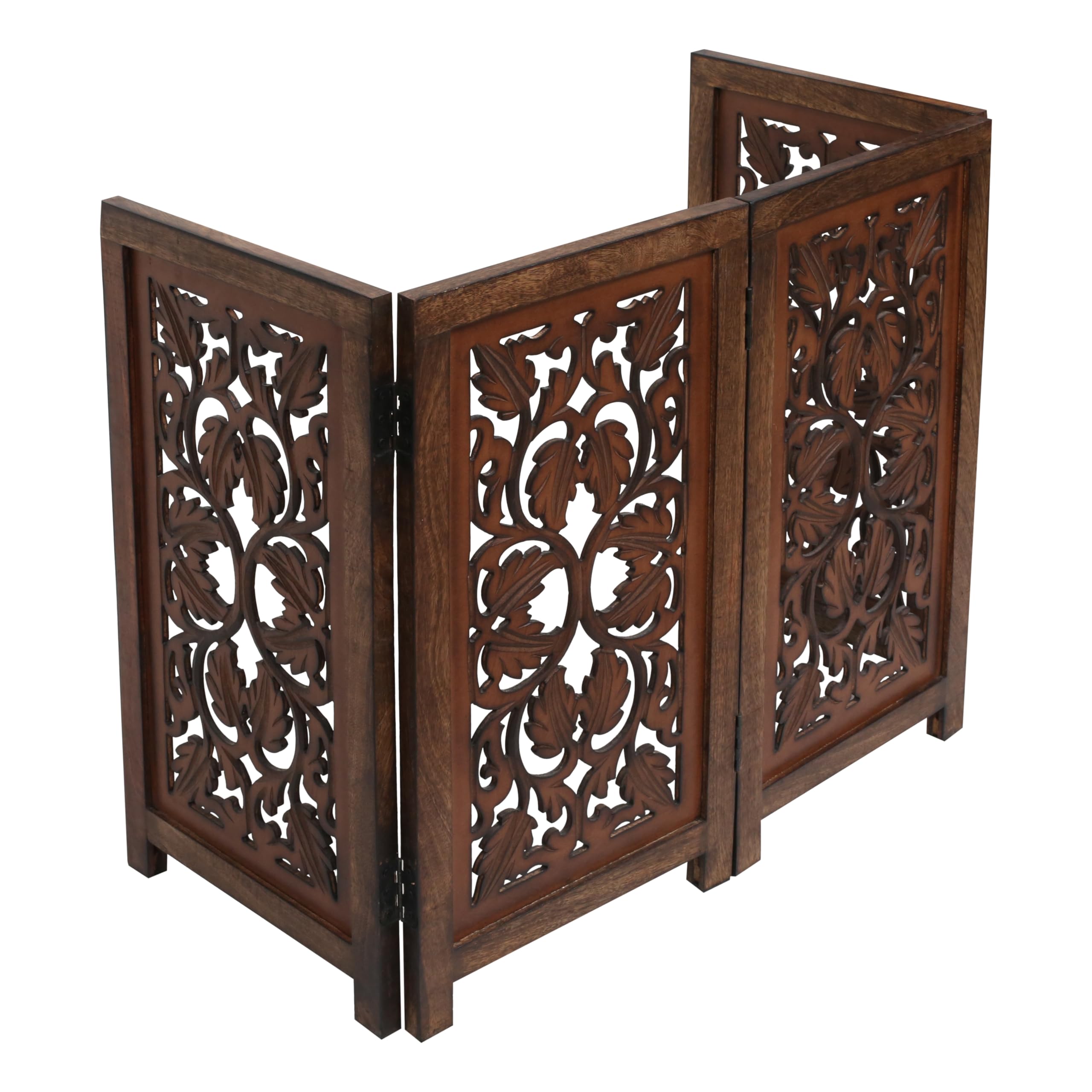 Wooden Town 4-Panel Foldable Dog Gate – 56" W x 28" H