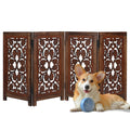 Wooden Town 4-Panel Foldable Dog Gate – 56" W x 28" H