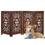 Wooden Town 4-Panel Foldable Dog Gate – 56" W x 28" H