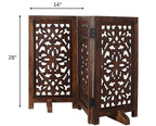 The Wooden Town Freestanding Dog Gate, Foldable 4-Panel Indoor Pet Gate, Hand-Carved Solid Wood & MDF, Burnt Finish, 56" W x 28" H