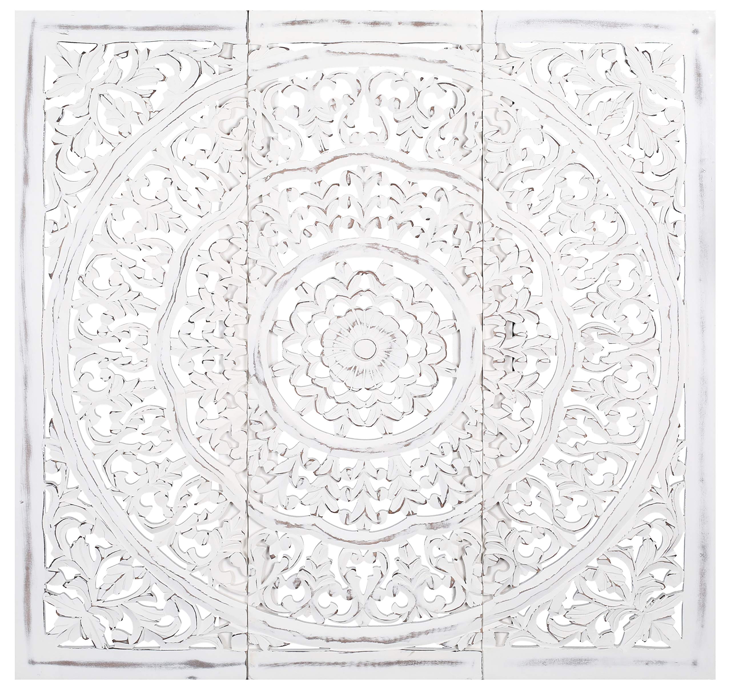 The Wooden Town Wall Panels Hanging Plaque – 36" x 12" White Antique