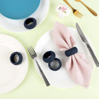 Artisan Cane Napkin Rings Set of 12, Earthy Woven Dinner Napkin Holders, Natural Bohemian Farmhouse Table Accessory for Dinner Parties & Everyday Use (Blue) - ALPHA Living HOME