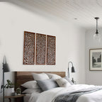 Hand-Carved Wooden Wall Panels Set of 3 – 36” x 12” Burnt Finish Wall Décor