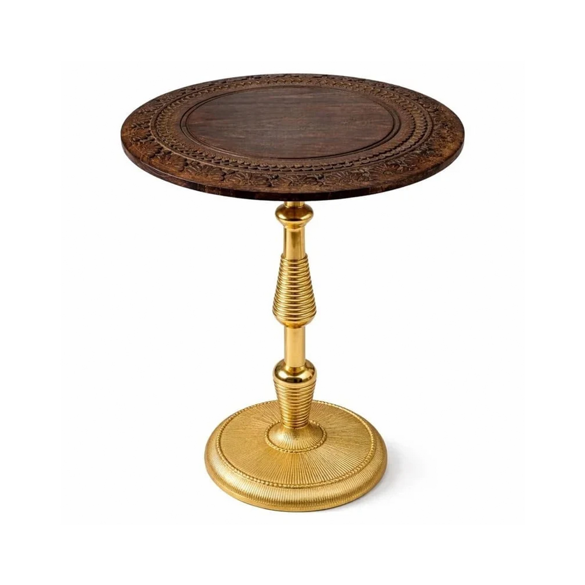 Aluminum Brown Round 18x21 Handcrafted Home Accent End Table