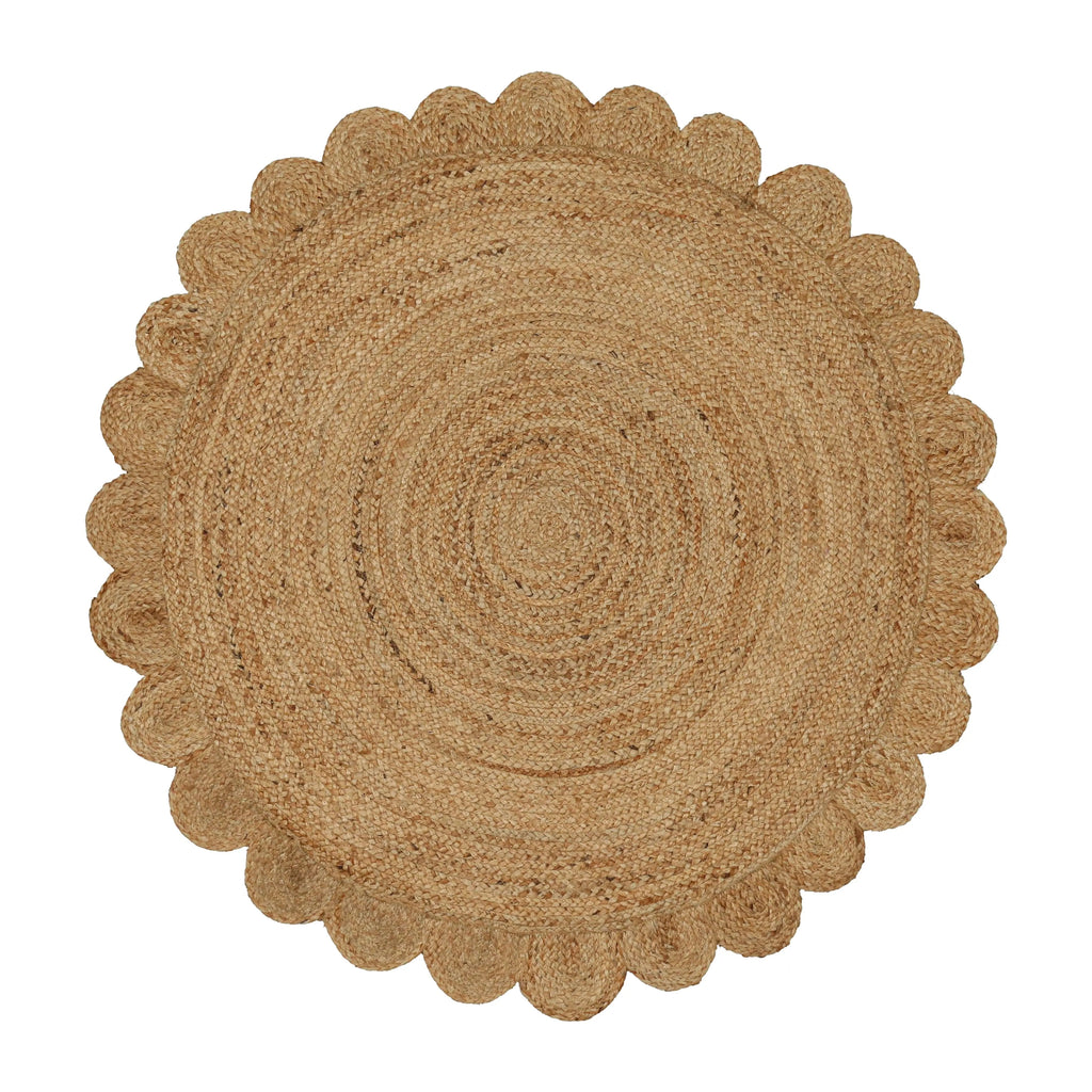 Hand Woven Jute Braided Rug, 4 Feet Round, Natural, Reversible Boho Entry Area Rug for Kitchen, Living Room, Farmhouse Indoor Outdoor Decorative Floor Rug