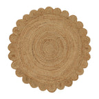 Hand Woven Jute Braided Rug, 4 Feet Round, Natural, Reversible Boho Entry Area Rug for Kitchen, Living Room, Farmhouse Indoor Outdoor Decorative Floor Rug