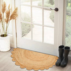 Hand Woven Jute Braided Rug, 22X36 Inches, Natural, Reversible Boho Entry Area Rug for Kitchen, Living Room, Farmhouse Indoor Outdoor Decorative Floor Rug