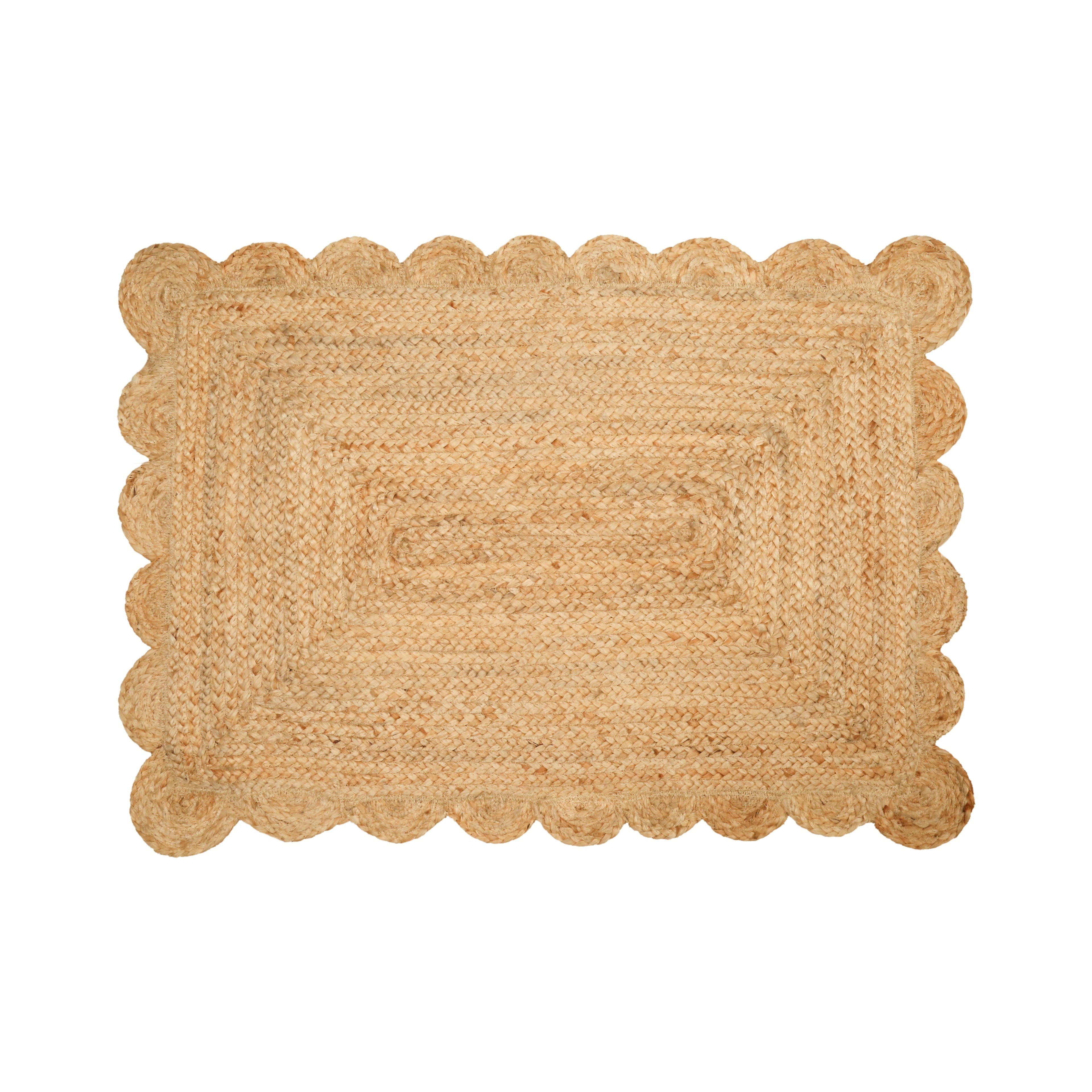 Hand Woven Jute Braided Rug, 2X3 Feet, Natural, Reversible Boho Entry Area Rug for Kitchen, Living Room, Farmhouse Indoor Outdoor Decorative Floor Rug