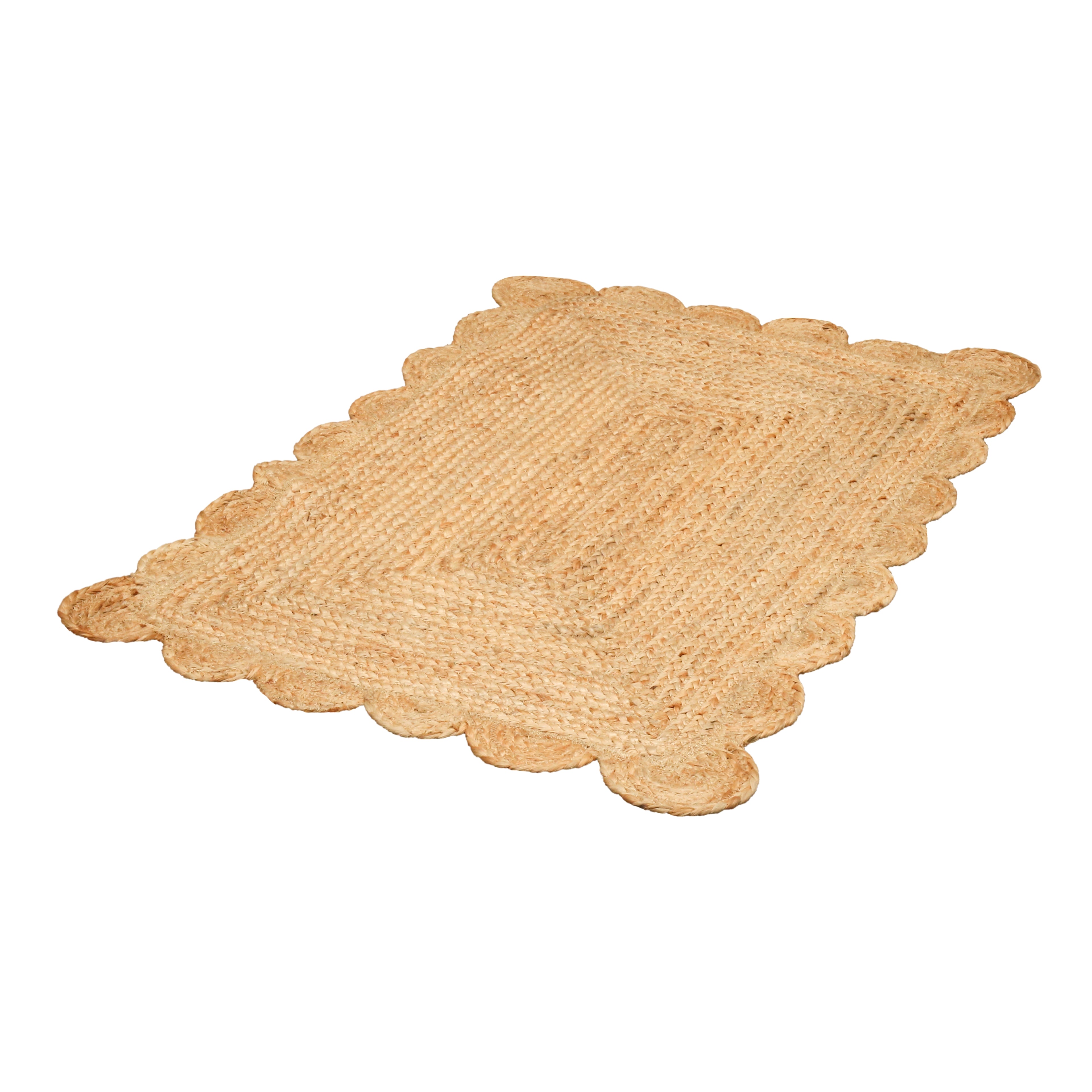 Hand Woven Jute Braided Rug, 2X3 Feet, Natural, Reversible Boho Entry Area Rug for Kitchen, Living Room, Farmhouse Indoor Outdoor Decorative Floor Rug