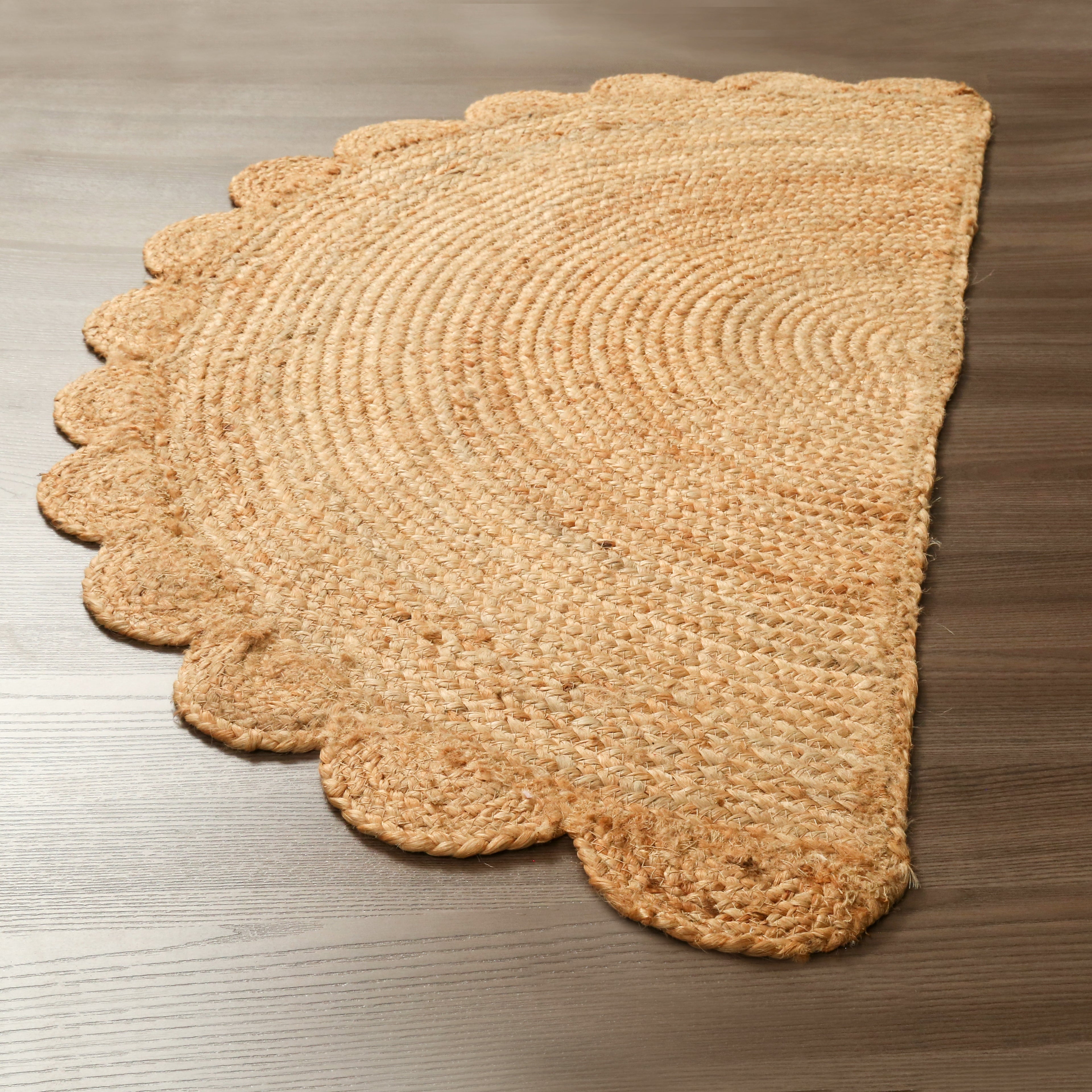 Hand Woven Jute Braided Rug, 22X36 Inches, Natural, Reversible Boho Entry Area Rug for Kitchen, Living Room, Farmhouse Indoor Outdoor Decorative Floor Rug