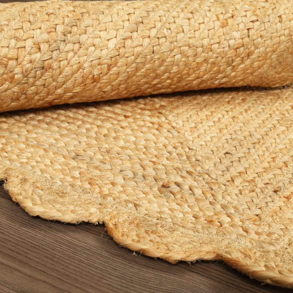 Hand Woven Jute Braided Rug, 2X3 Feet, Natural, Reversible Boho Entry Area Rug for Kitchen, Living Room, Farmhouse Indoor Outdoor Decorative Floor Rug