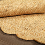 Hand Woven Jute Braided Rug, 2X3 Feet, Natural, Reversible Boho Entry Area Rug for Kitchen, Living Room, Farmhouse Indoor Outdoor Decorative Floor Rug