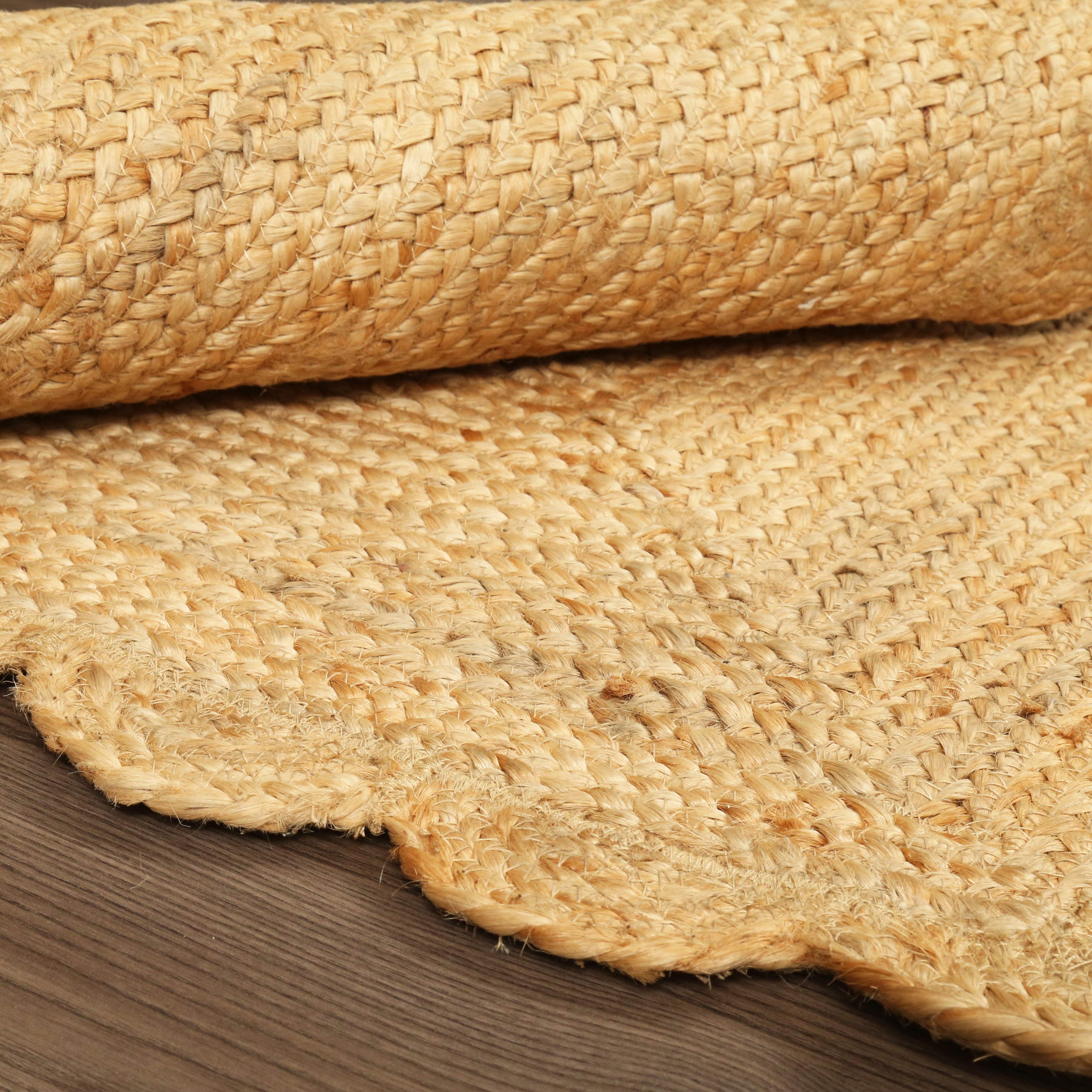 Hand Woven Jute Braided Rug, 2X3 Feet, Natural, Reversible Boho Entry Area Rug for Kitchen, Living Room, Farmhouse Indoor Outdoor Decorative Floor Rug