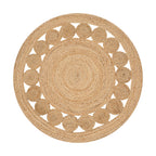 Jute Area Rug Handwoven, 3 Feet Round, Natural, Rustic Vintage Braided Reversible Jute Rug, Eco Friendly Rug for Farmhouse, Bedroom, Kitchen, Living Room
