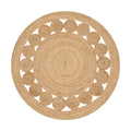 Jute Area Rug Handwoven, 5 Feet Round, Natural, Rustic Vintage Braided Reversible Jute Rug, Eco Friendly Rug for Farmhouse, Bedroom, Kitchen, Living Room