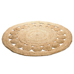 Jute Area Rug Handwoven, 4 Feet Round, Natural, Rustic Vintage Braided Reversible Jute Rug, Eco Friendly Rug for Farmhouse, Bedroom, Kitchen, Living Room