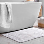 Savi Home Bath Mat Rug, 17X24 Inches, White, 100% Pure Cotton, Super Soft Bath Rugs, Plush & Absorbent, Hand Tufted Heavy Weight Construction, Full Reversible Step Out Rug