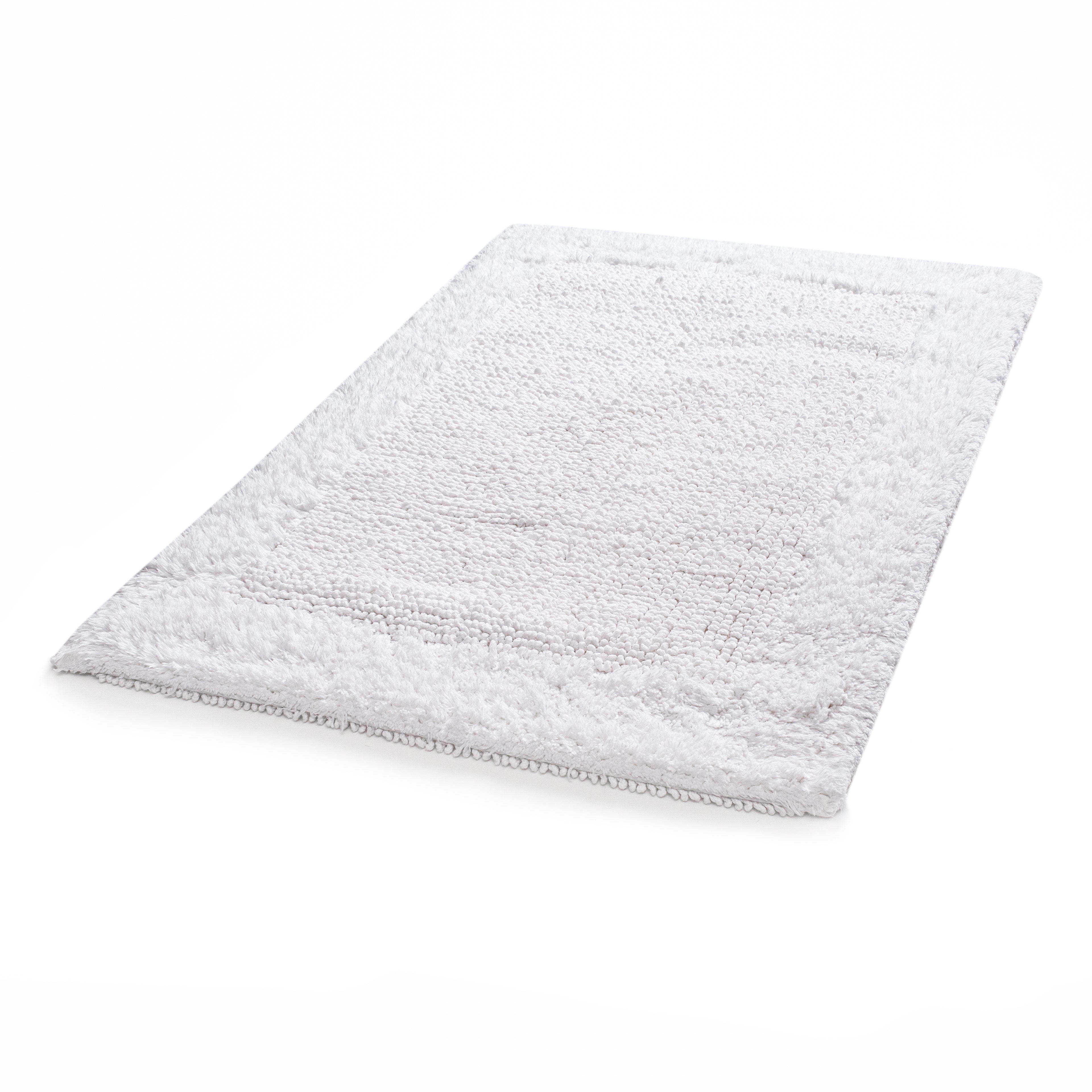 Savi Home Bath Mat Rug, 20X32 Inches, White, 100% Pure Cotton, Super Soft Bath Rugs, Plush & Absorbent, Hand Tufted Heavy Weight Construction, Full Reversible Step Out Rug