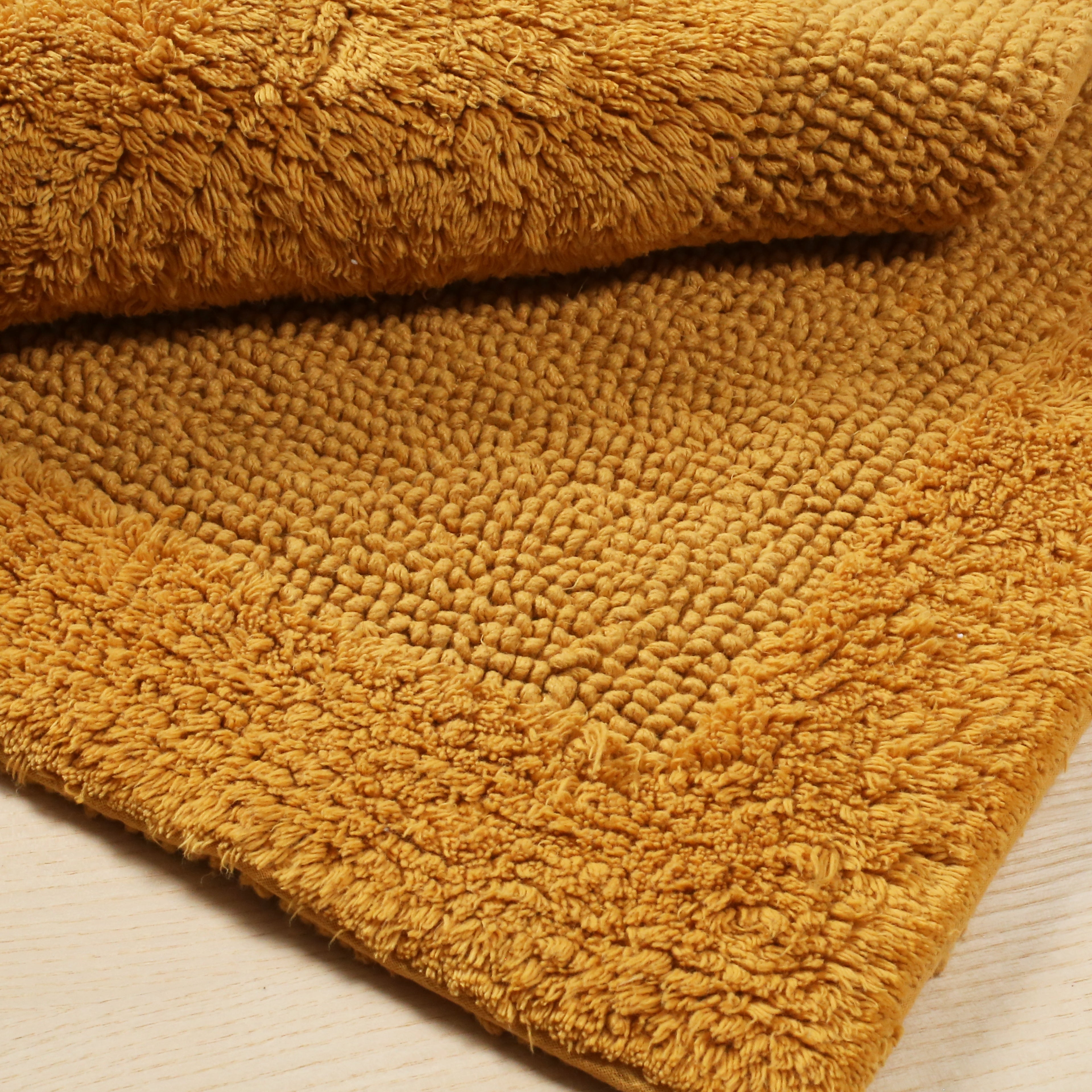 Savi Home Bath Mat Rug, 20X32 Inches, Mustard, 100% Pure Cotton, Super Soft Bath Rugs, Plush & Absorbent, Hand Tufted Heavy Weight Construction, Full Reversible Step Out Rug