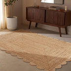 Hand Woven Jute Braided Rug, 4X6 Feet, Natural, Reversible Boho Entry Area Rug for Kitchen, Living Room, Farmhouse Indoor Outdoor Decorative Floor Rug
