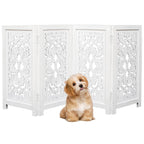 Wooden Town 4-Panel Foldable Dog Gate – 56" W x 28" H