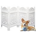 The Wooden Town Freestanding Dog Gate, Foldable 4-Panel Wooden Pet Gate for Doorways, Hallways & Stairs, White Finish, 72" W x 24" H