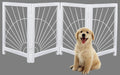 The Wooden Town Foldable Indoor Dog Gate, 4-Panel Freestanding Pet Gate with Sunshine Pattern, White Finish, 72" W x 18" H