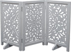 The Wooden Town Foldable 3-Panel Wooden Dog Gate with Circle Design, Freestanding Indoor Pet Barrier for Doorways & Stairs, White Antique, 48" Wide