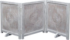 The Wooden Town Freestanding Wooden Dog Gate, Foldable 3-Panel Indoor Pet Gate for Stairs & Doorways, White Antique, 54" Wide