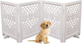 The Wooden Town Freestanding Wooden Dog Gate, Foldable 4-Panel Indoor Pet Barrier for Stairs & Doorways, White Antique, 72" Wide