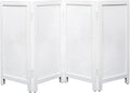The Wooden Town Foldable 4-Panel Indoor Pet Gate, Freestanding Wooden Dog Gate for Doorways & Hallways, Antique White, 56" W x 28" H