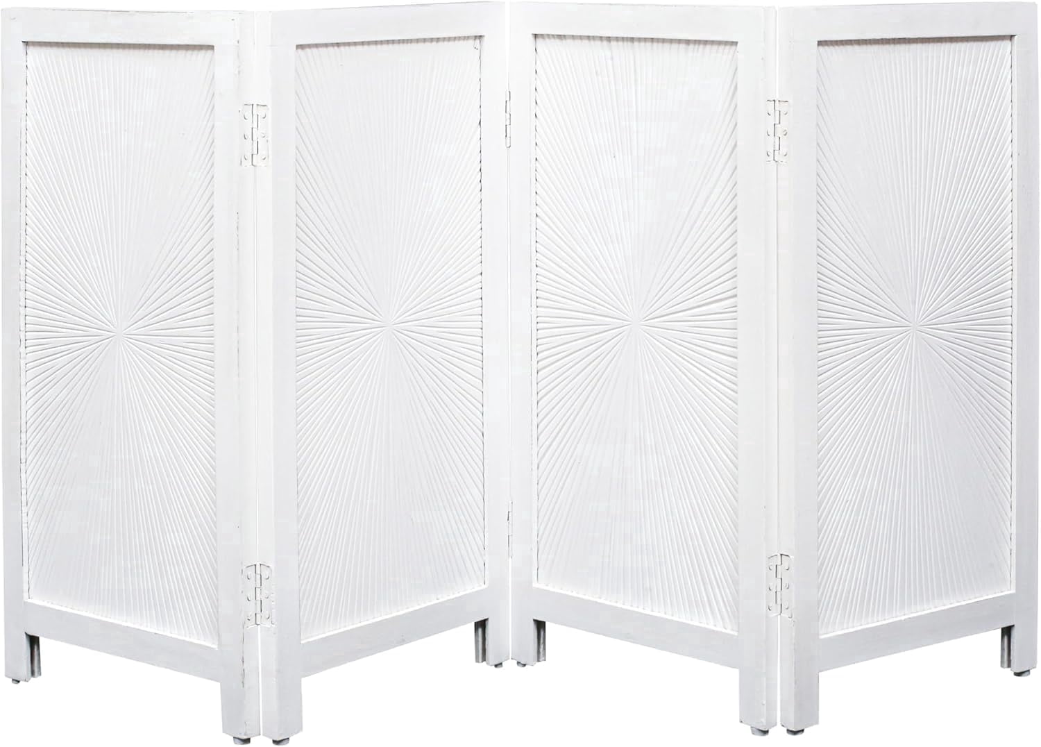 The Wooden Town Foldable 4-Panel Indoor Pet Gate, Freestanding Wooden Dog Gate for Doorways & Hallways, Antique White, 56" W x 28" H